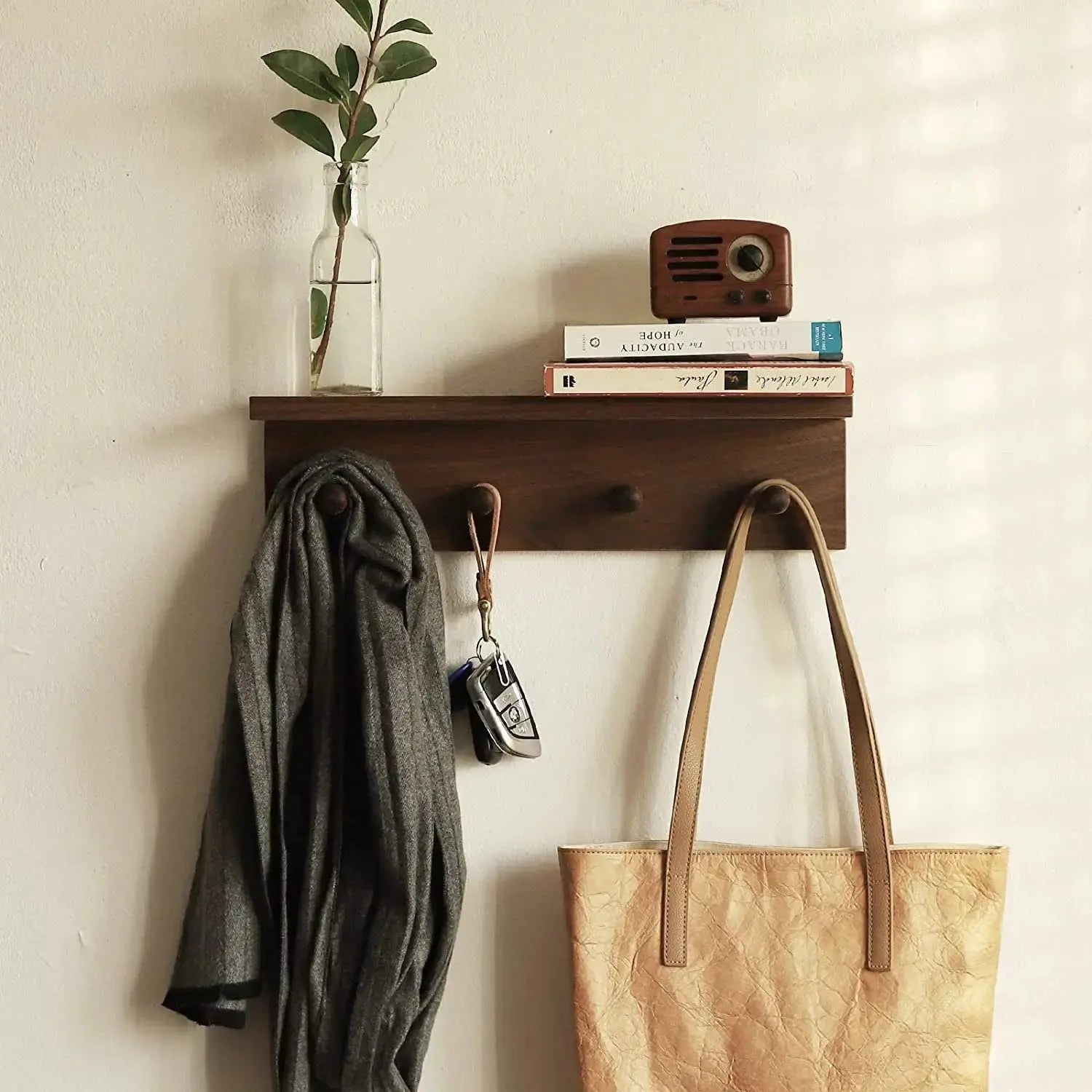 Wood Coat Rack with Shelf