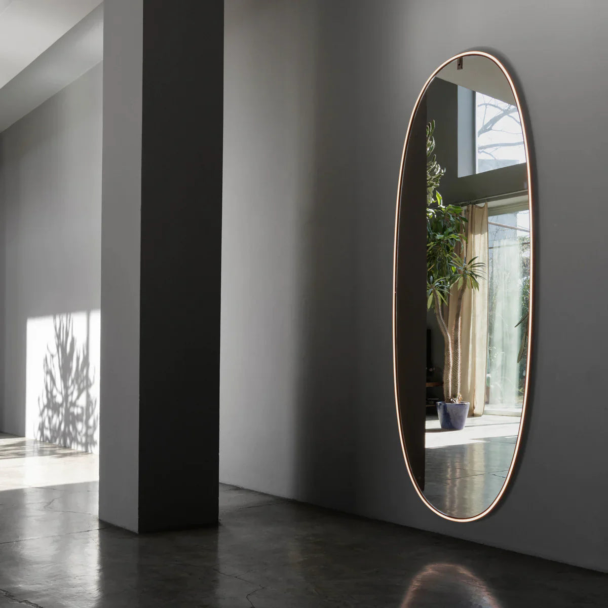 FLOS LA Plus Belle Plug US Brill Wall Mounted LED Mirror Silver 80" Aluminum Frame FU368164A (New)