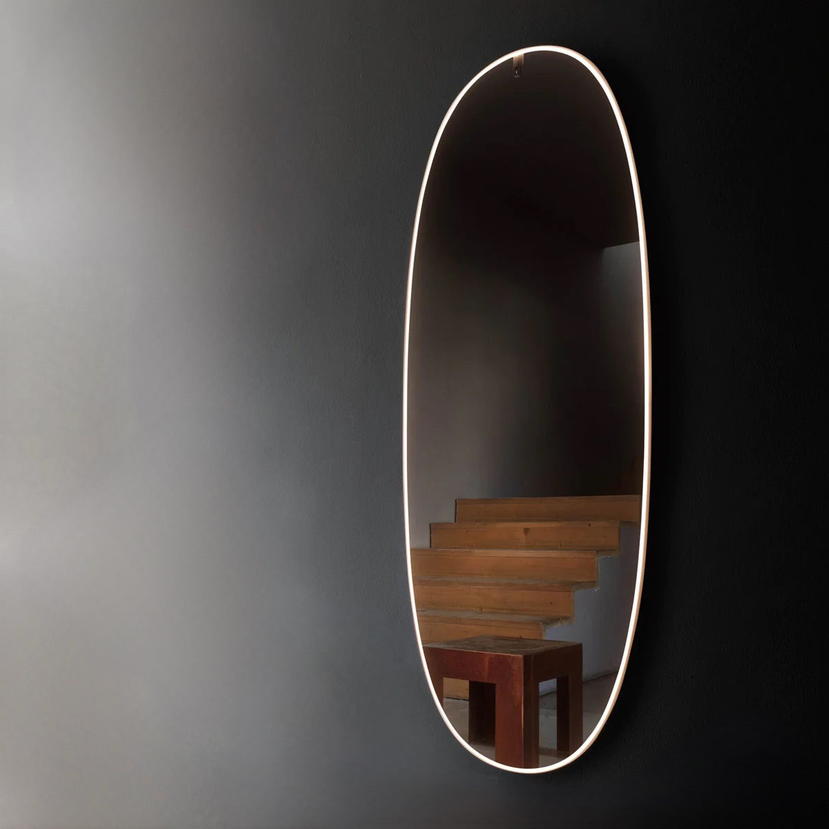 FLOS LA Plus Belle Plug US Brill Wall Mounted LED Mirror Silver 80" Aluminum Frame FU368164A (New)