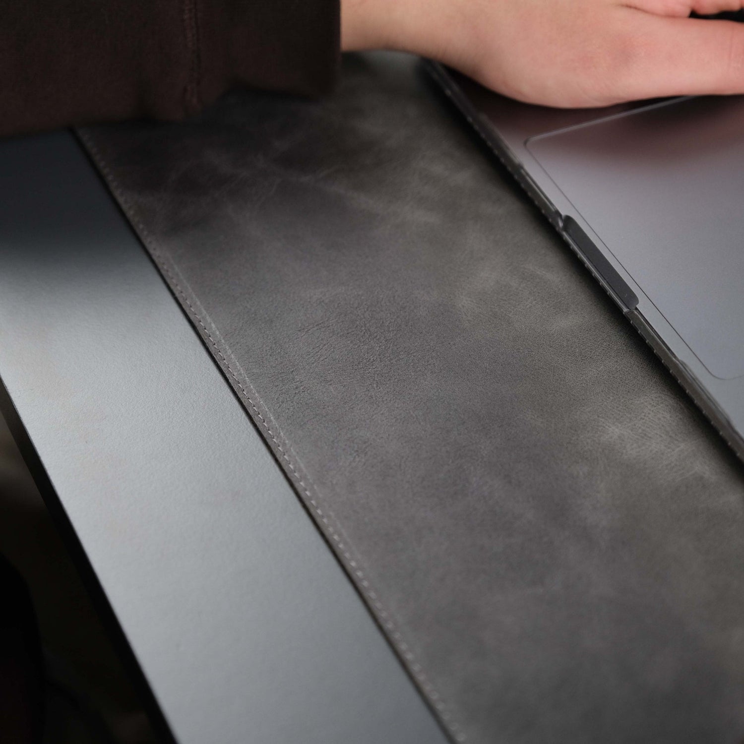 Jersey Grey Leather Desk Pad for Office and Home