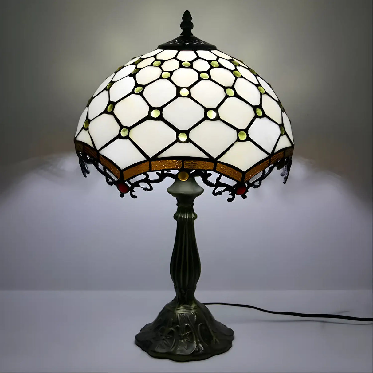 Jewel Roman Tiffany Lamp Antique | Glass Tabletop