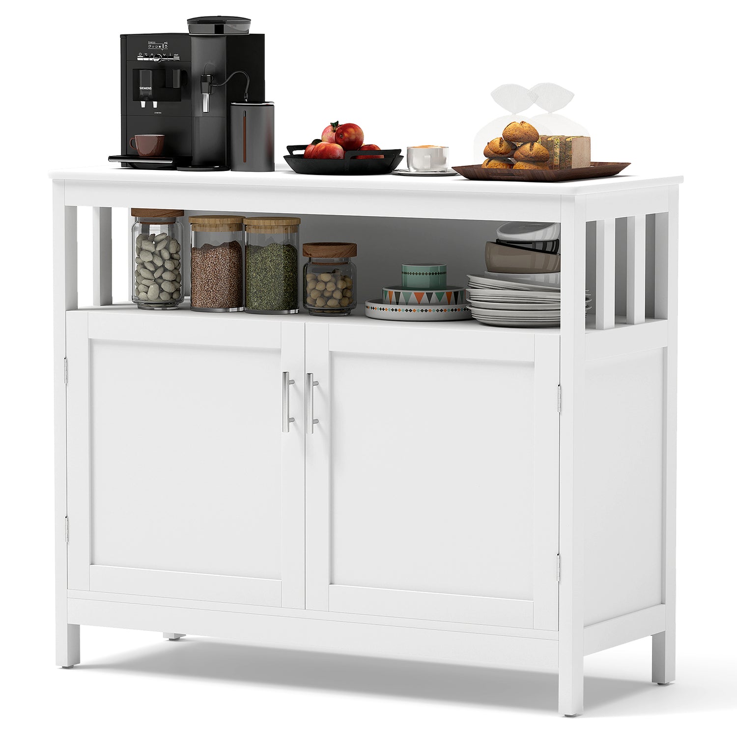 Kitchen Buffet Server Sideboard Storage Cabinet with 2 Doors and Shelf