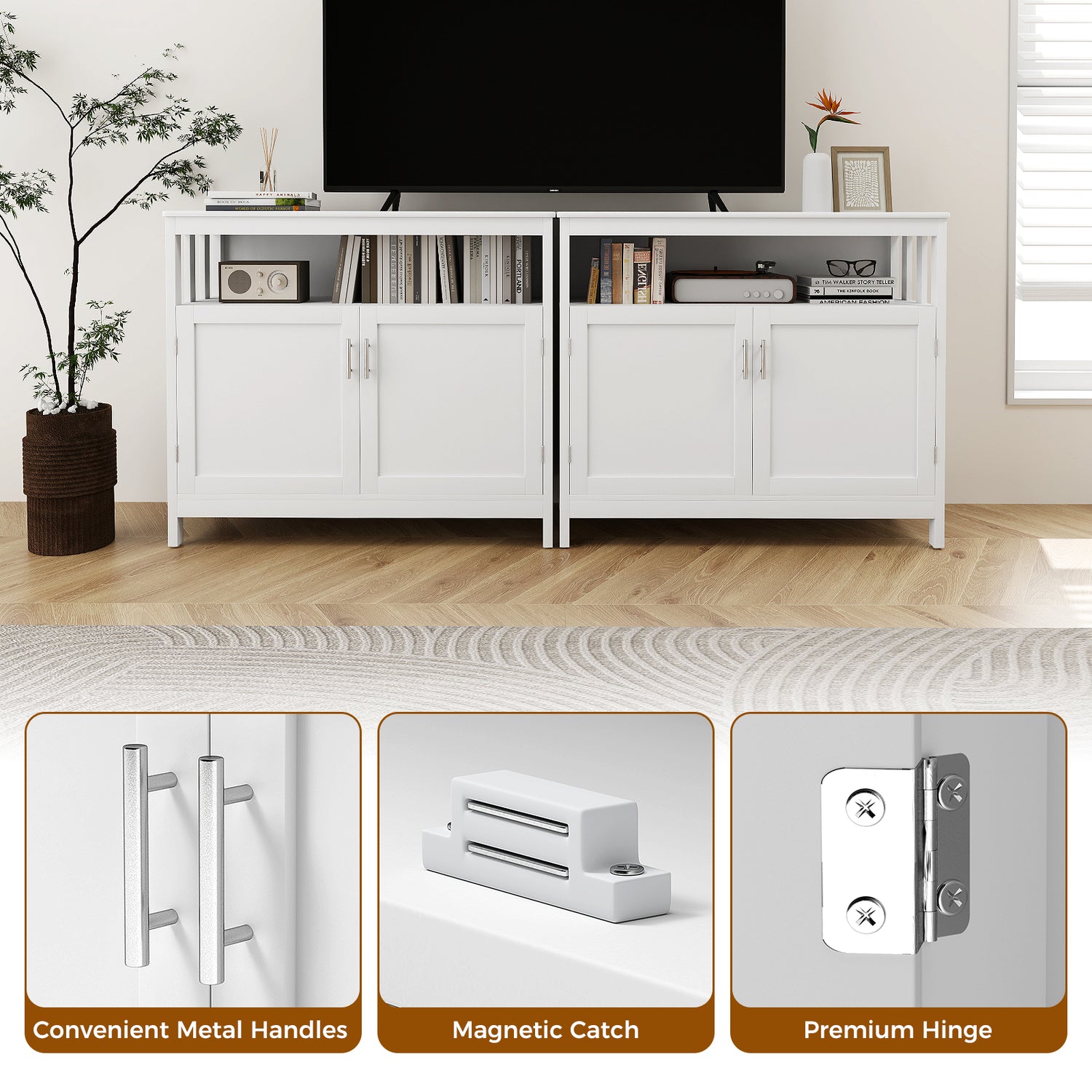 Kitchen Buffet Server Sideboard Storage Cabinet with 2 Doors and Shelf