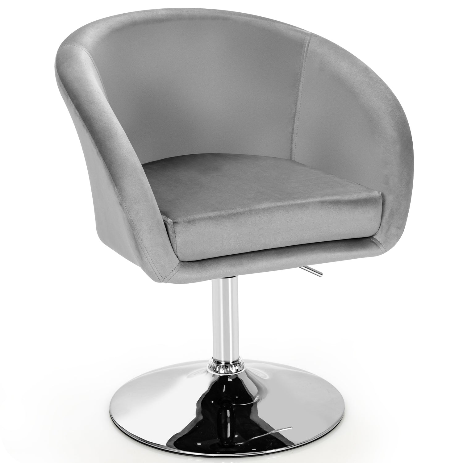 360 Degree Swivel Makeup Stool Accent Chair with Round Back and Metal Base