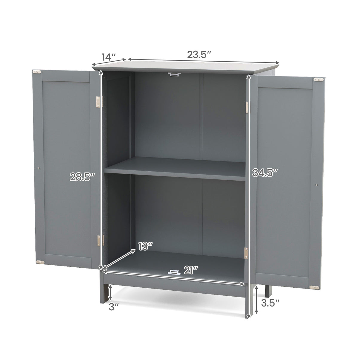 Bathroom Floor Storage Double Door Cupboard Cabinet
