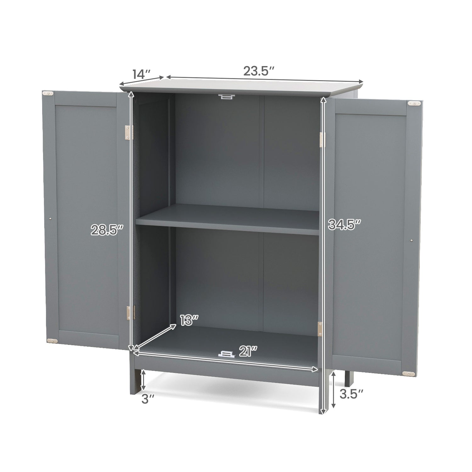 Bathroom Floor Storage Double Door Cupboard Cabinet