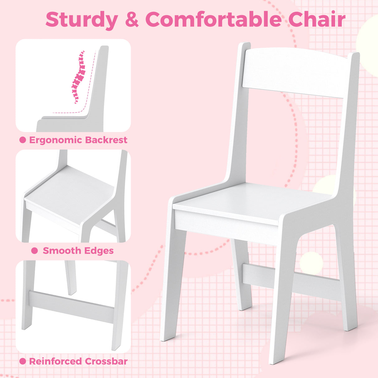 Kids Study Desk and Chair Set with Chair Hutch and Storage Cabinet for 3+ Years Old