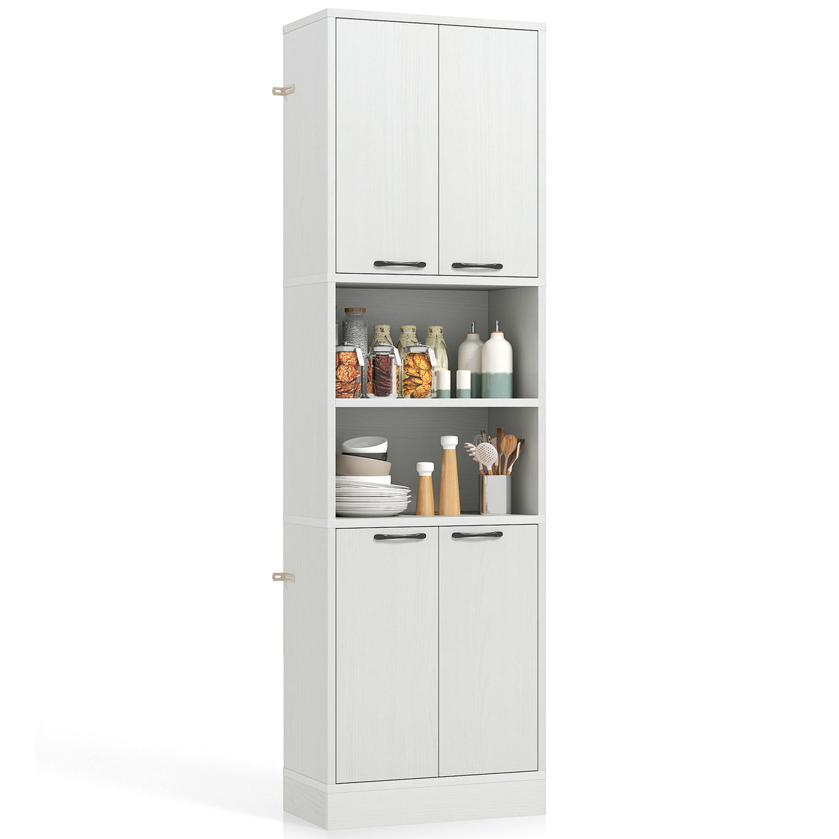 75 Inch Kitchen Pantry Cabinet Tall Cupboard with Doors and Shelves
