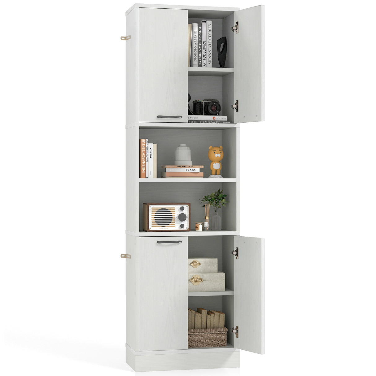 75 Inch Kitchen Pantry Cabinet Tall Cupboard with Doors and Shelves