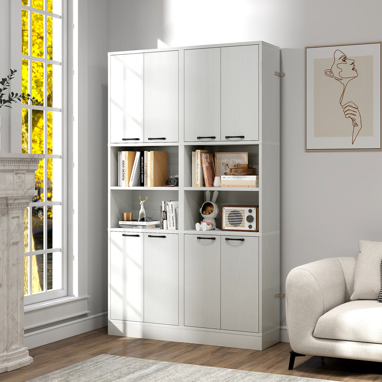 75 Inch Kitchen Pantry Cabinet Tall Cupboard with Doors and Shelves