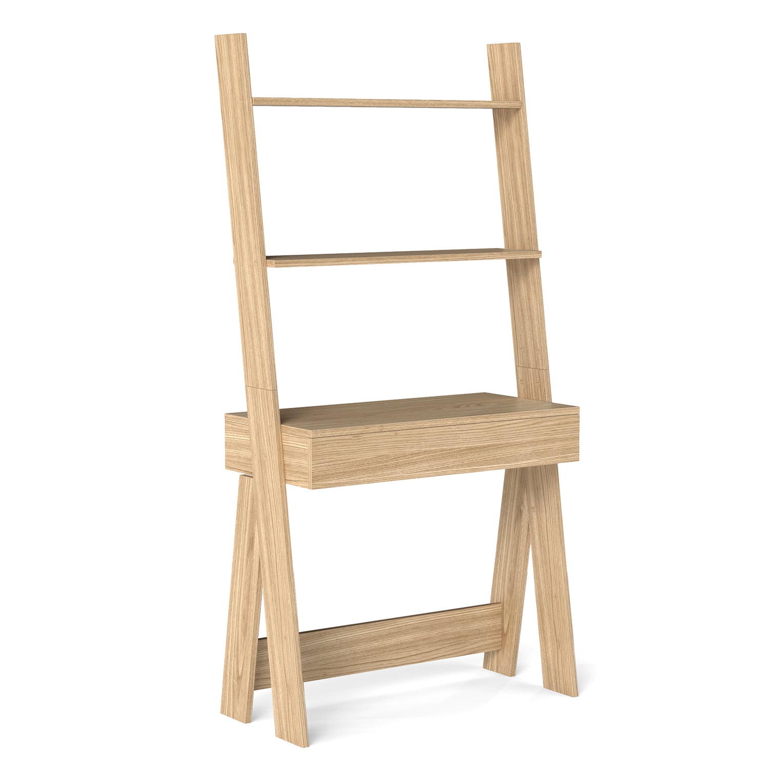 Ladder Shelf Desk Bookcase with Countertop Drawer and 2 Shelves