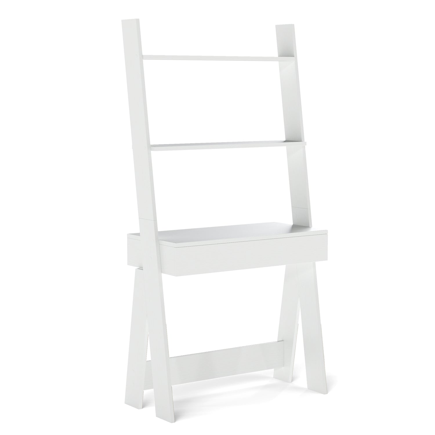 Ladder Shelf Desk Bookcase with Countertop Drawer and 2 Shelves
