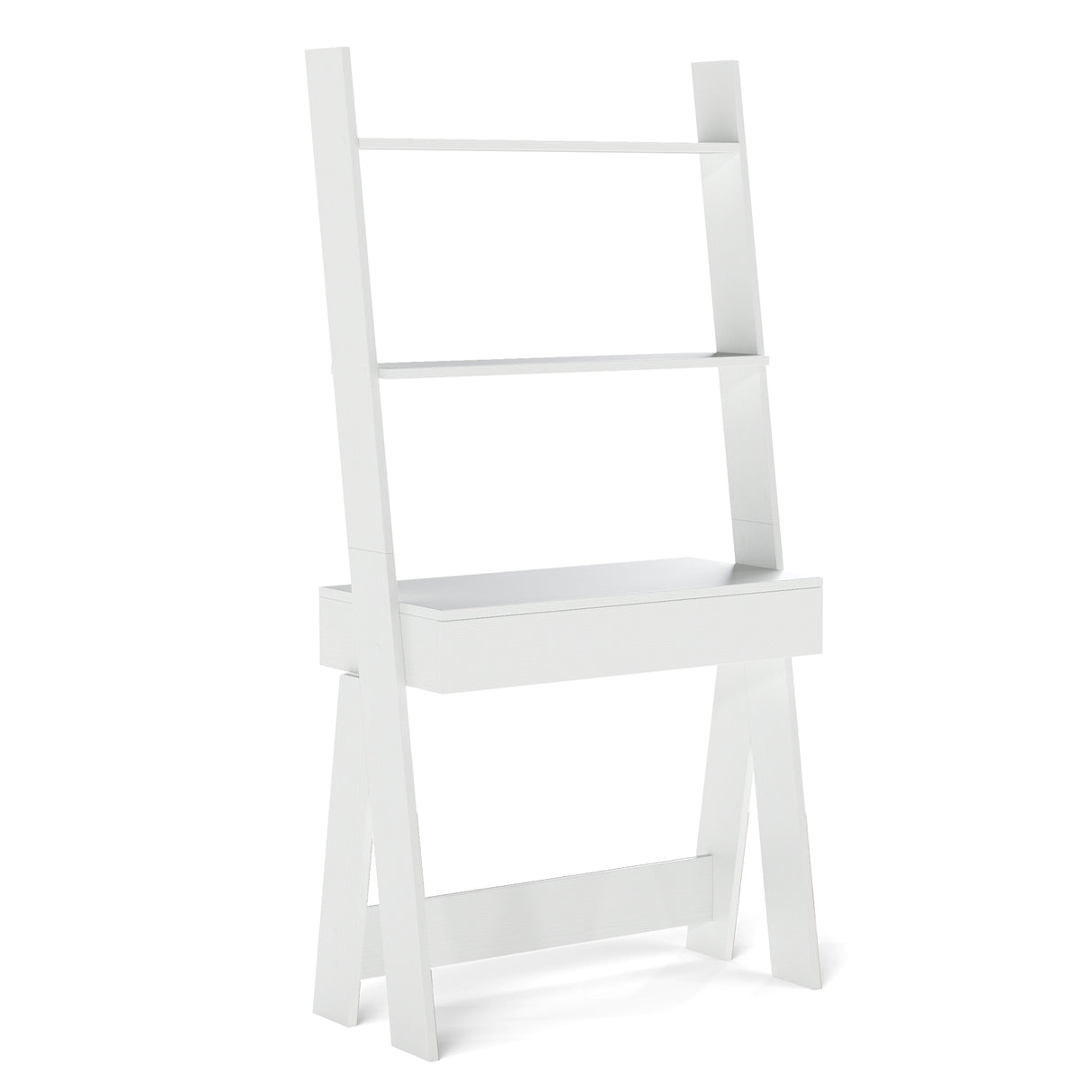 Ladder Shelf Desk Bookcase with Countertop Drawer and 2 Shelves