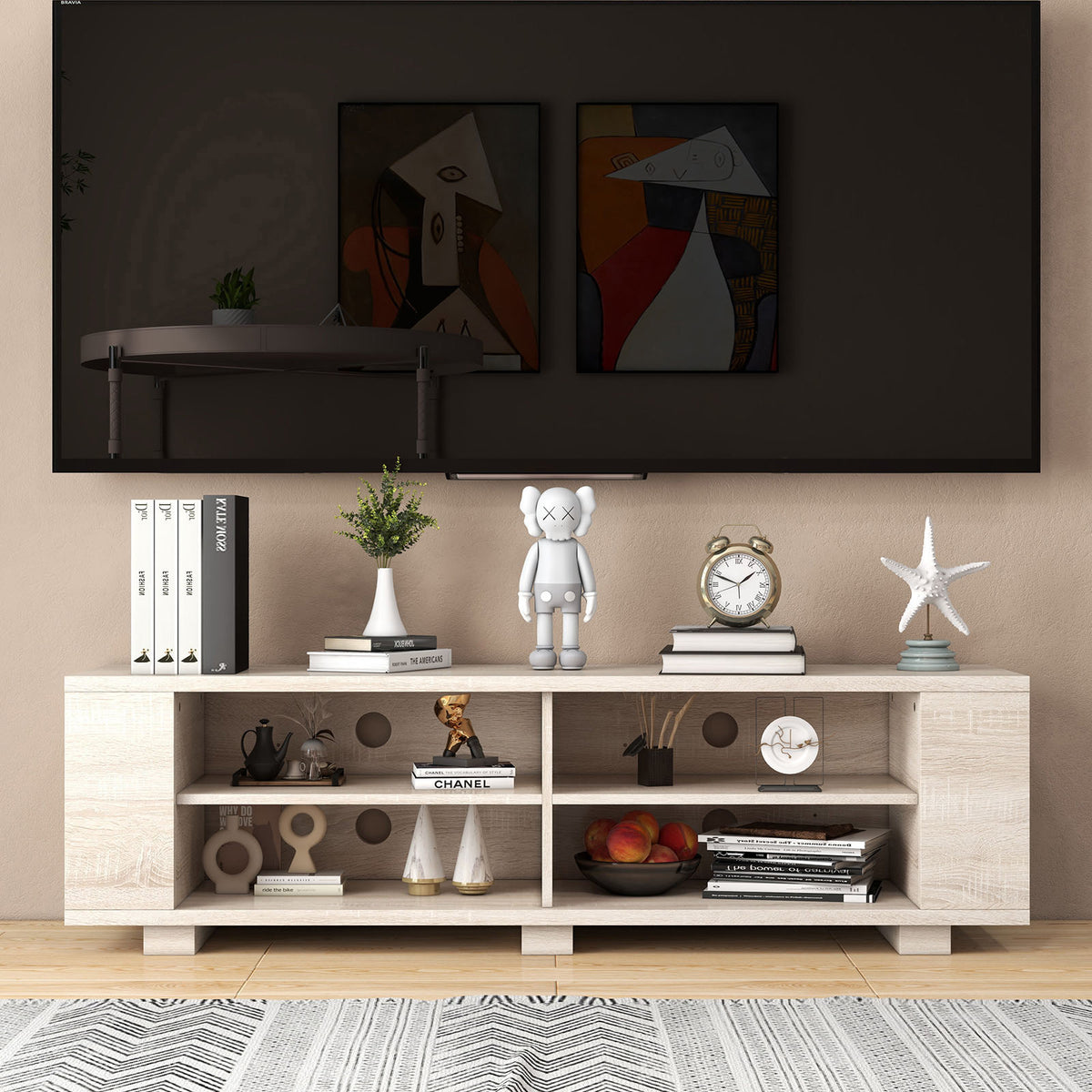 Console Storage Entertainment Media Wood TV Stand