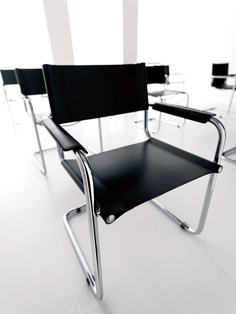 Mart Stam Cantilever Armchair - Black Leather