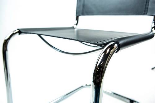 Mart Stam Cantilever Side Chair - Black Leather