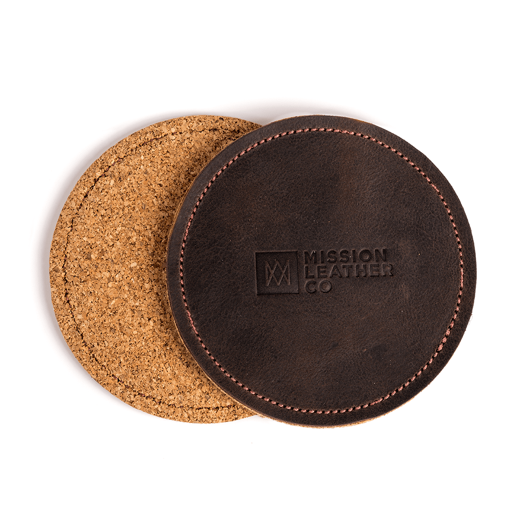Leather Coaster Set - Round