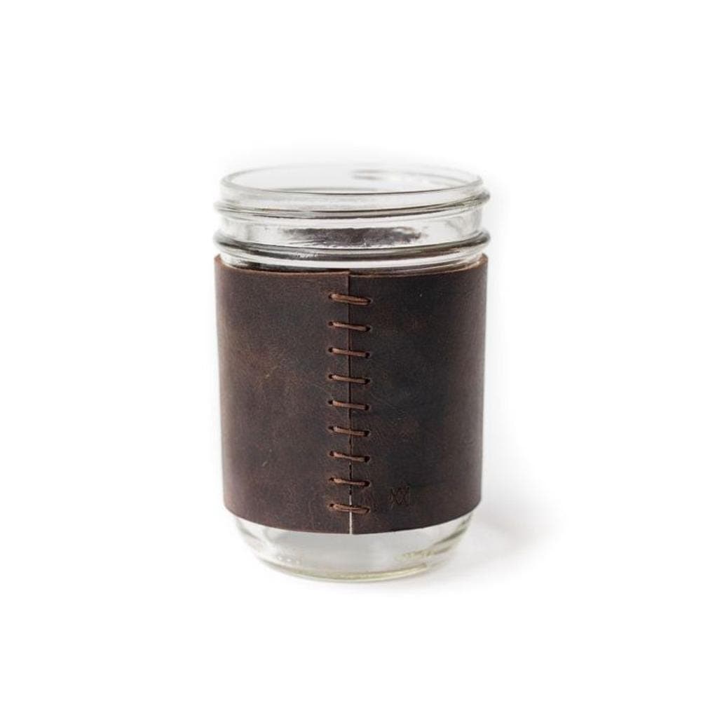 Leather Mason Jar Sleeve (Glass included)