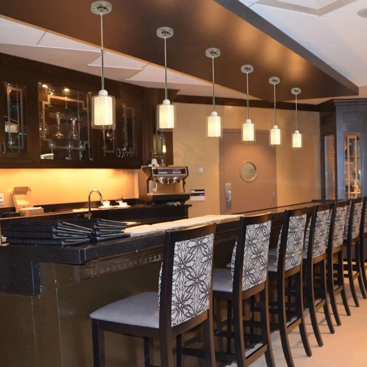 Modern Glass Pendant Light with Chrome Nickel Finish for Kitchen Island