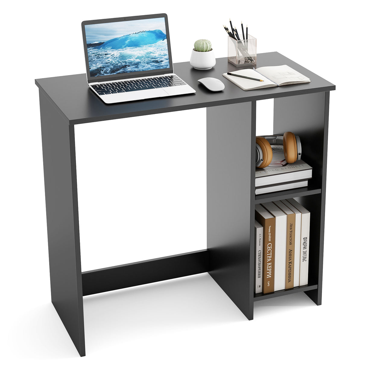 31.5 Inch Modern Home Office Desk with 2 Compartments