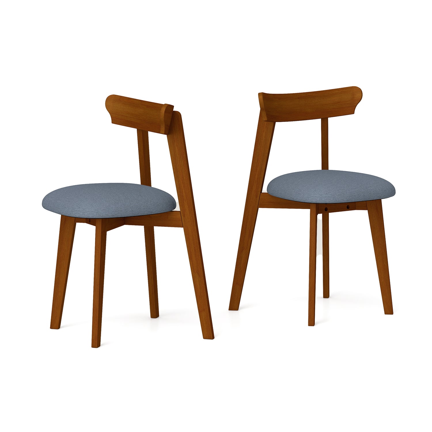 Mid-Century Modern Kitchen Chairs with Rubber Wood Frame and Padded Seat-Walunt