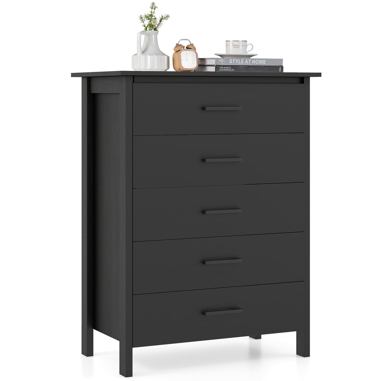 Modern 5-Drawer Multipurpose Chest Dresser with Metal Handles