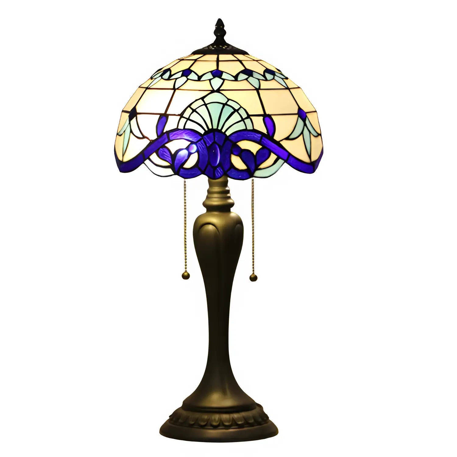New Blue Tiffany Lamp in Baroque Glass
