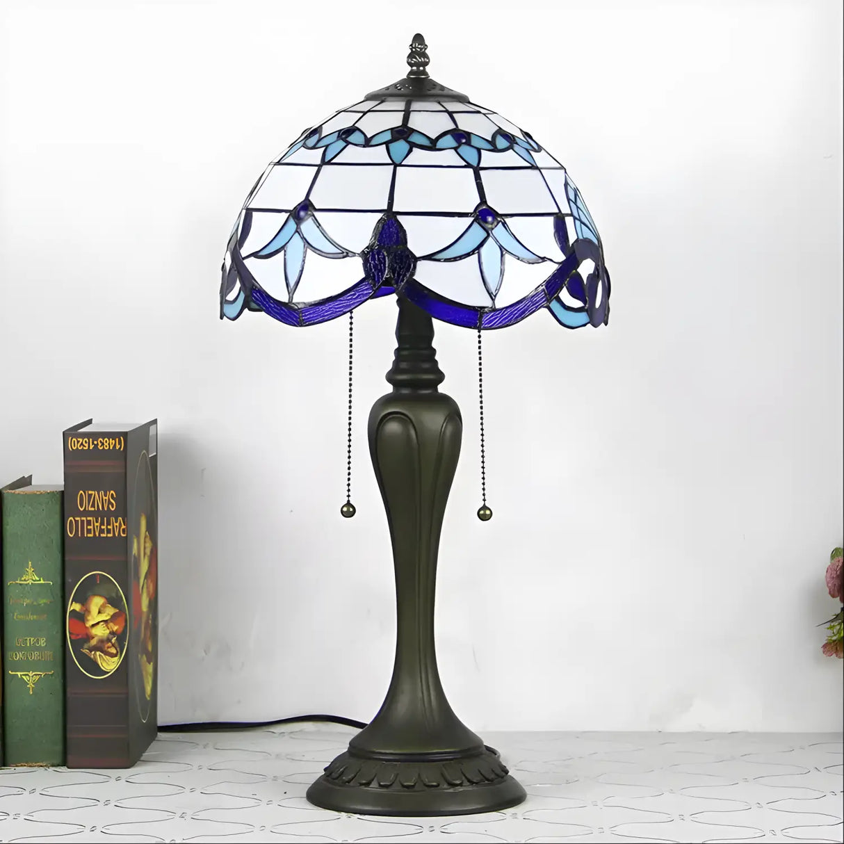 New Blue Tiffany Lamp in Baroque Glass
