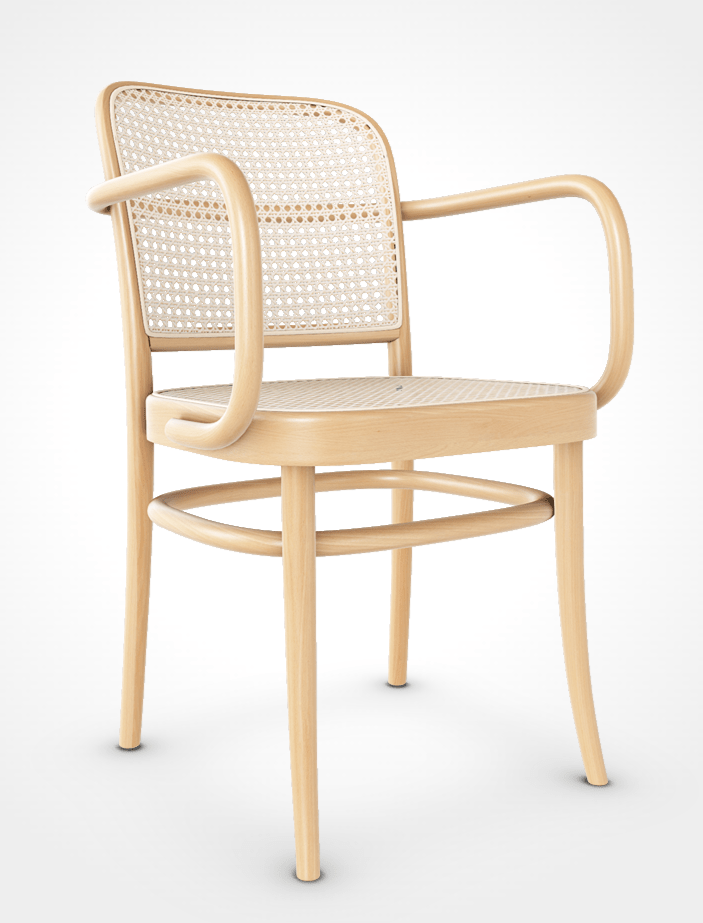 No 811 Bentwood Armchair by Ton - Natural Beech-Cane Seat/Cane Back