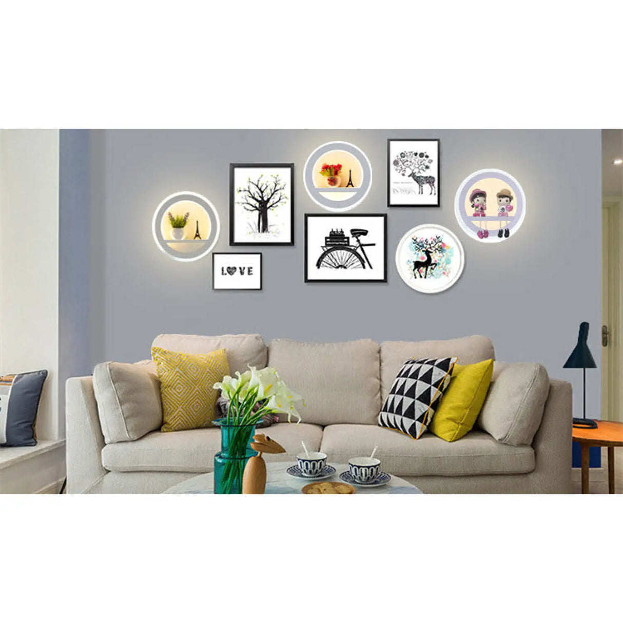 Nordic Crystal Circular Lamp with Simple LED Design for Living Room & Bedroom