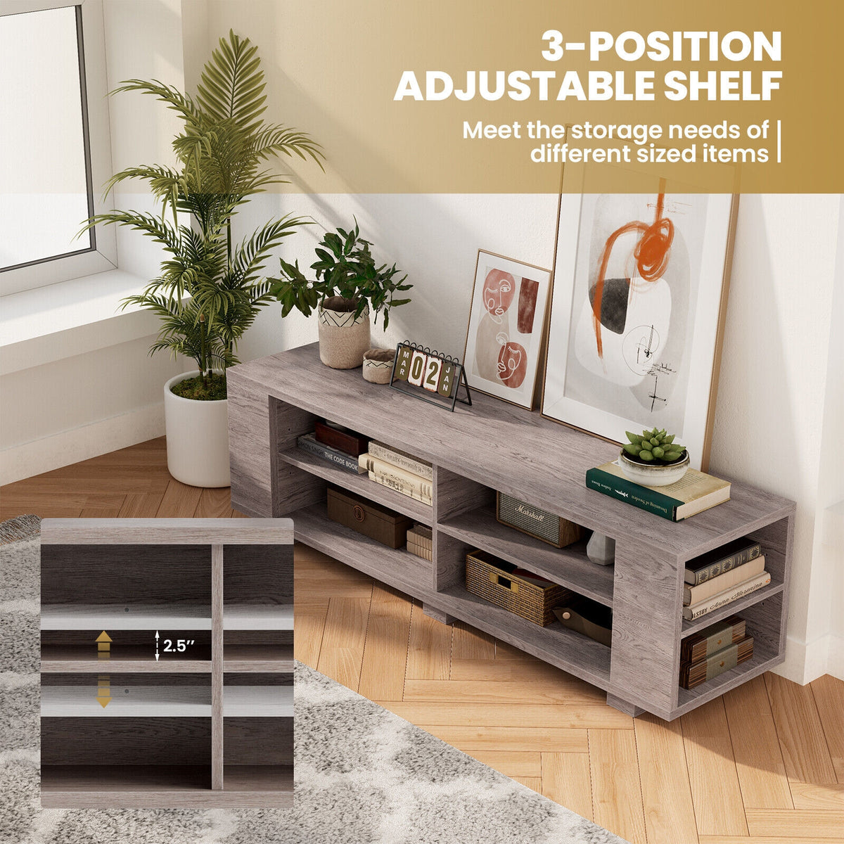 Console Storage Entertainment Media Wood TV Stand