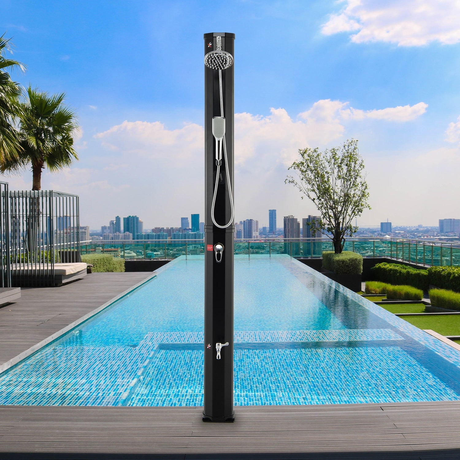 7.2 Feet 9.3 Gallon Solar Heated Shower with Hand and Foot Tap