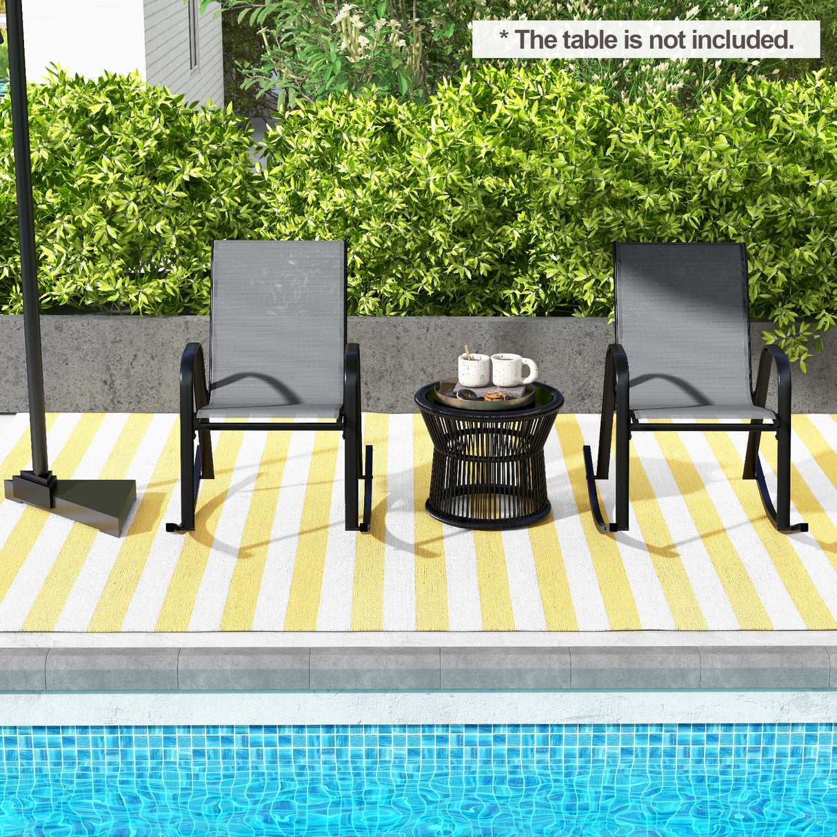 Set of 2 Heavy-Duty Metal Patio Rocking Chair with Breathable Seat Fabric