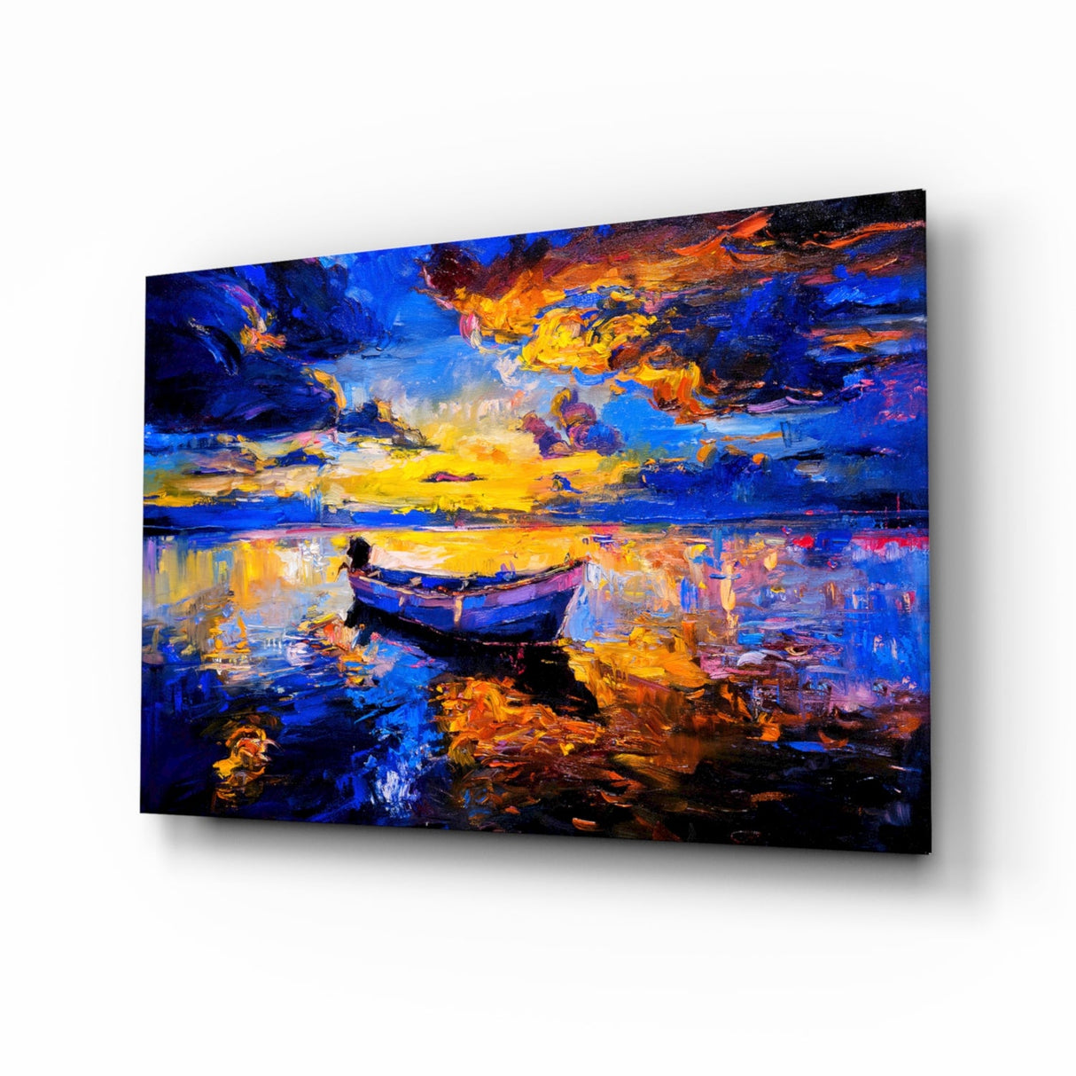 Dark Blue Sunset Glass Wall Art