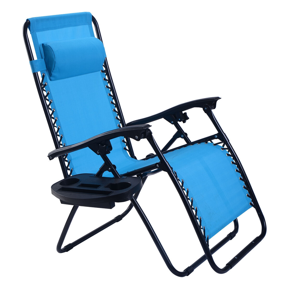 2 Pieces Folding Recliner Zero Gravity Lounge Chair