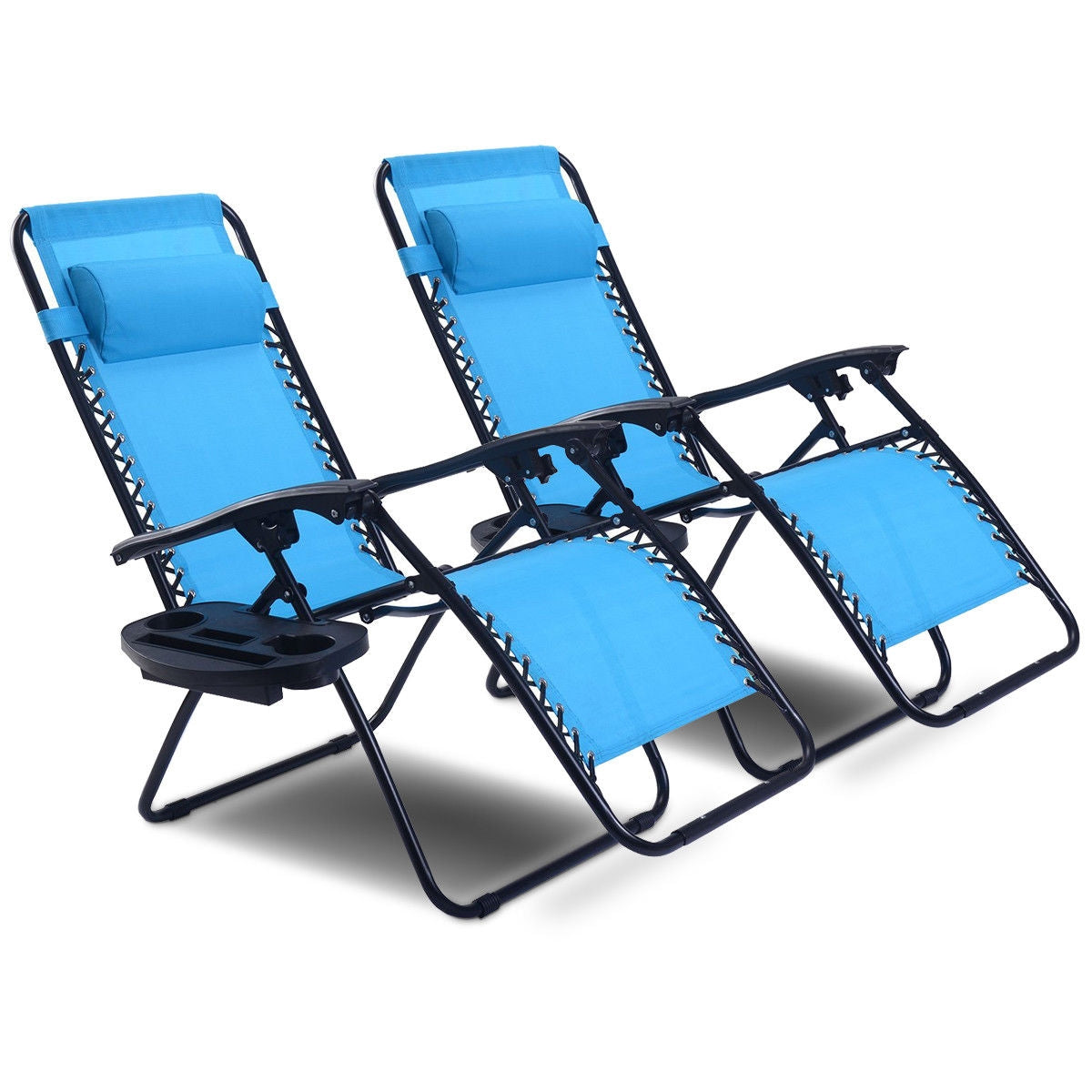 2 Pieces Folding Recliner Zero Gravity Lounge Chair