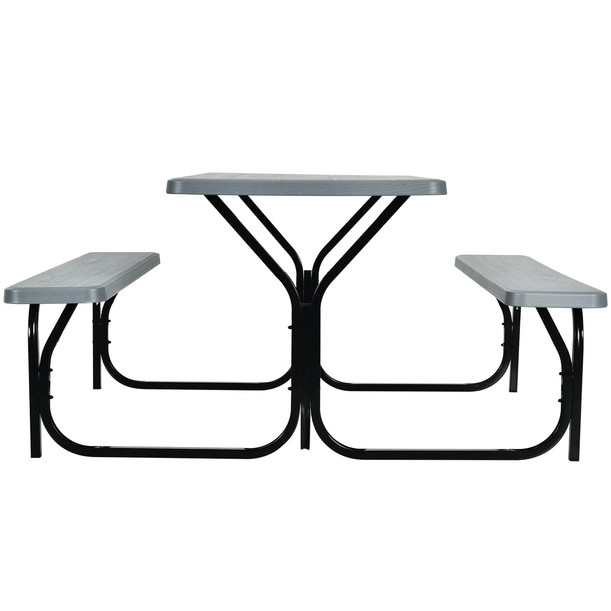 HDPE Outdoor Picnic Table Bench Set with Metal Base