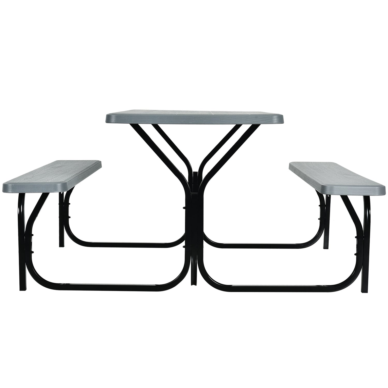 HDPE Outdoor Picnic Table Bench Set with Metal Base