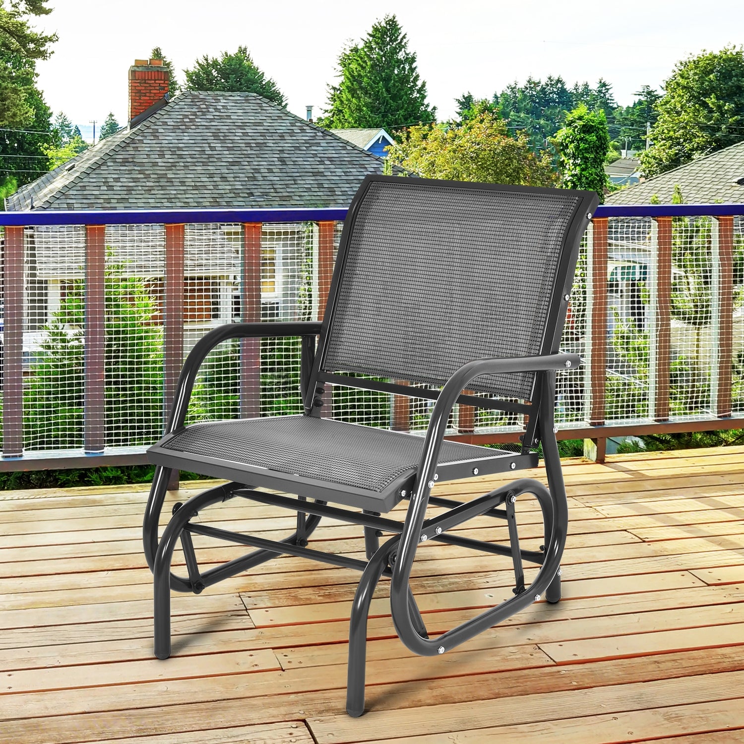 Outdoor Single Swing Glider Rocking Chair with Armrest