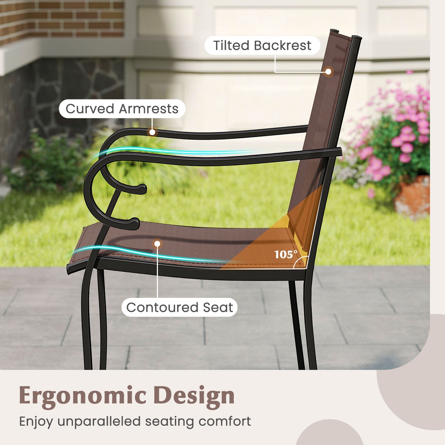 Outdoor Counter Height Bar Stools Set of 2 with Breathable Mesh Fabric