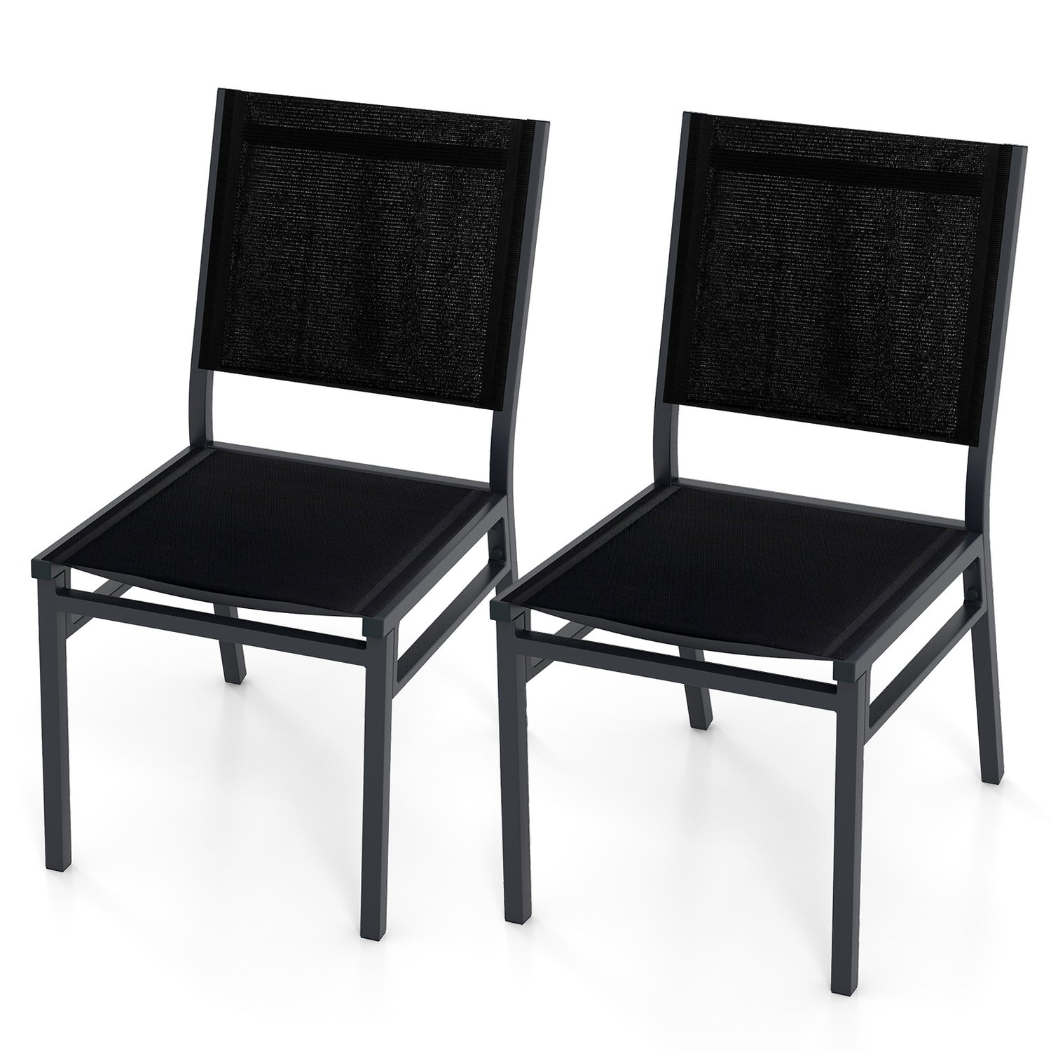 Outdoor Dining Chairs with Breathable Seat and Backrest for Backyard Porch Poolside