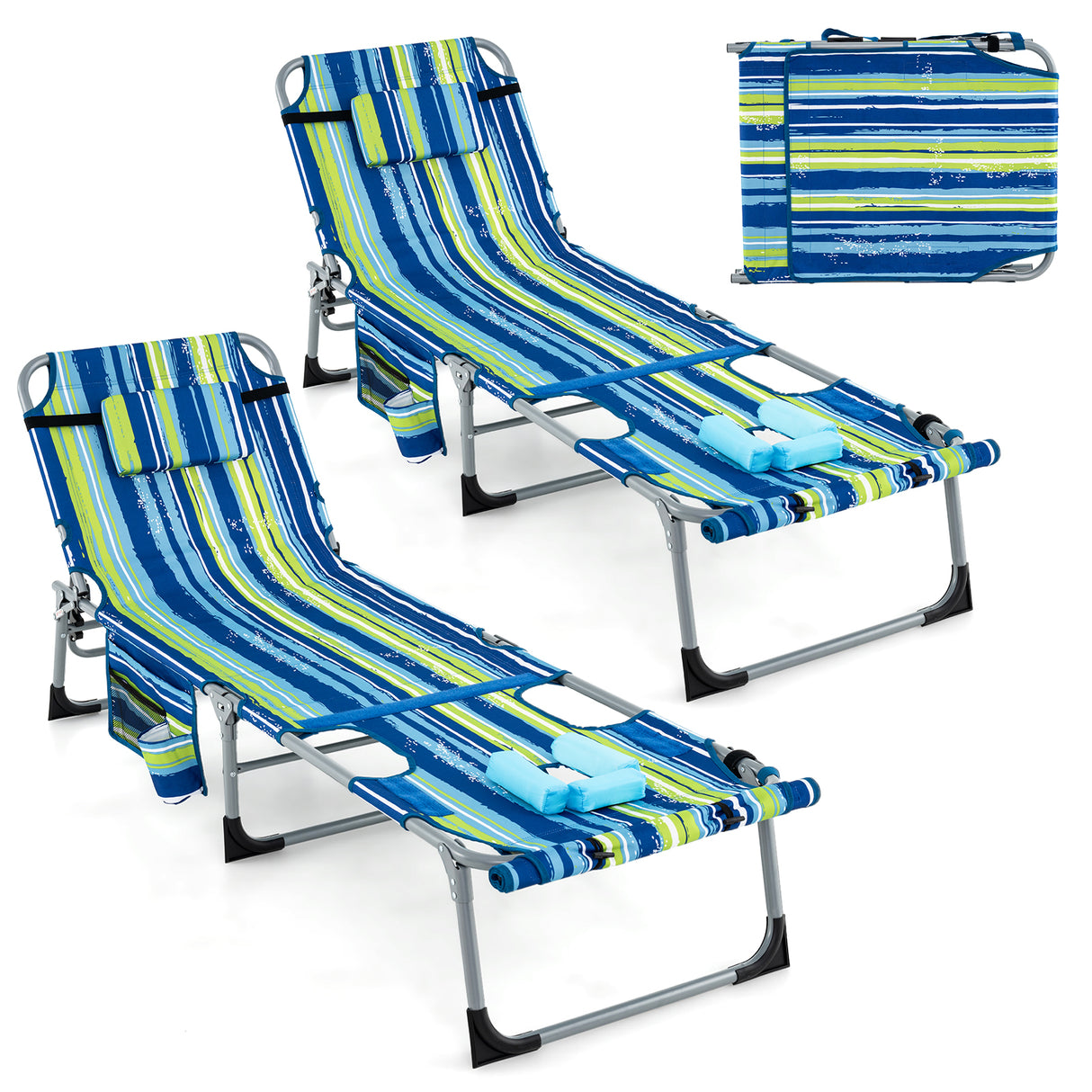 5-position Outdoor Folding Chaise Lounge Chair