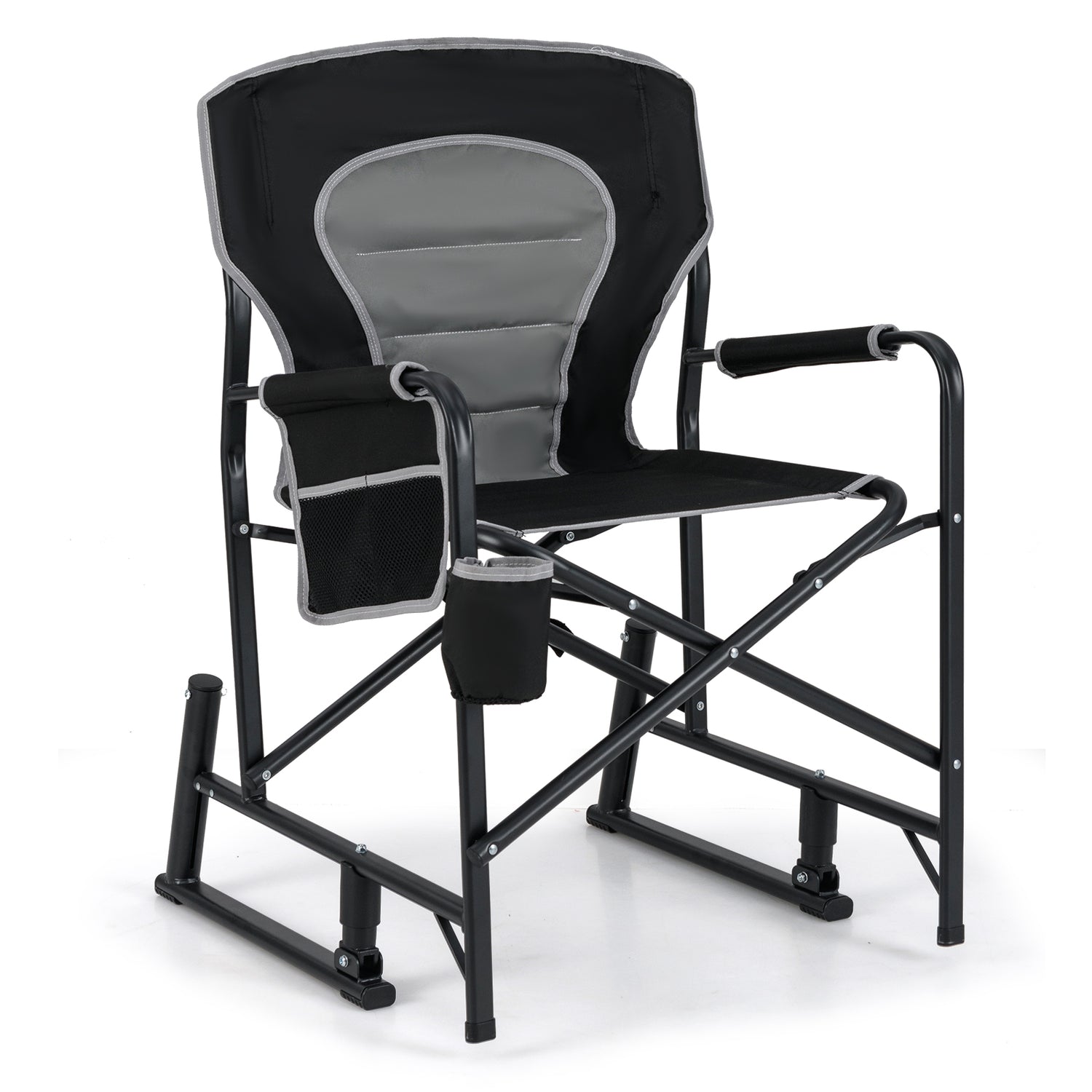 Outdoor Rocker Camping Chair with Dual Springs and Padded Back