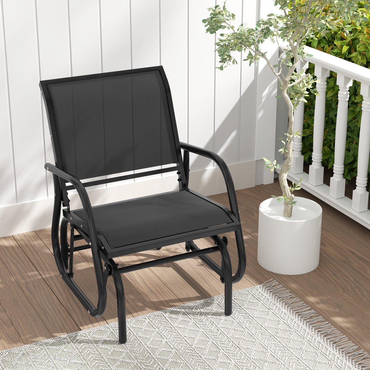 Outdoor Single Swing Glider Rocking Chair with Armrest