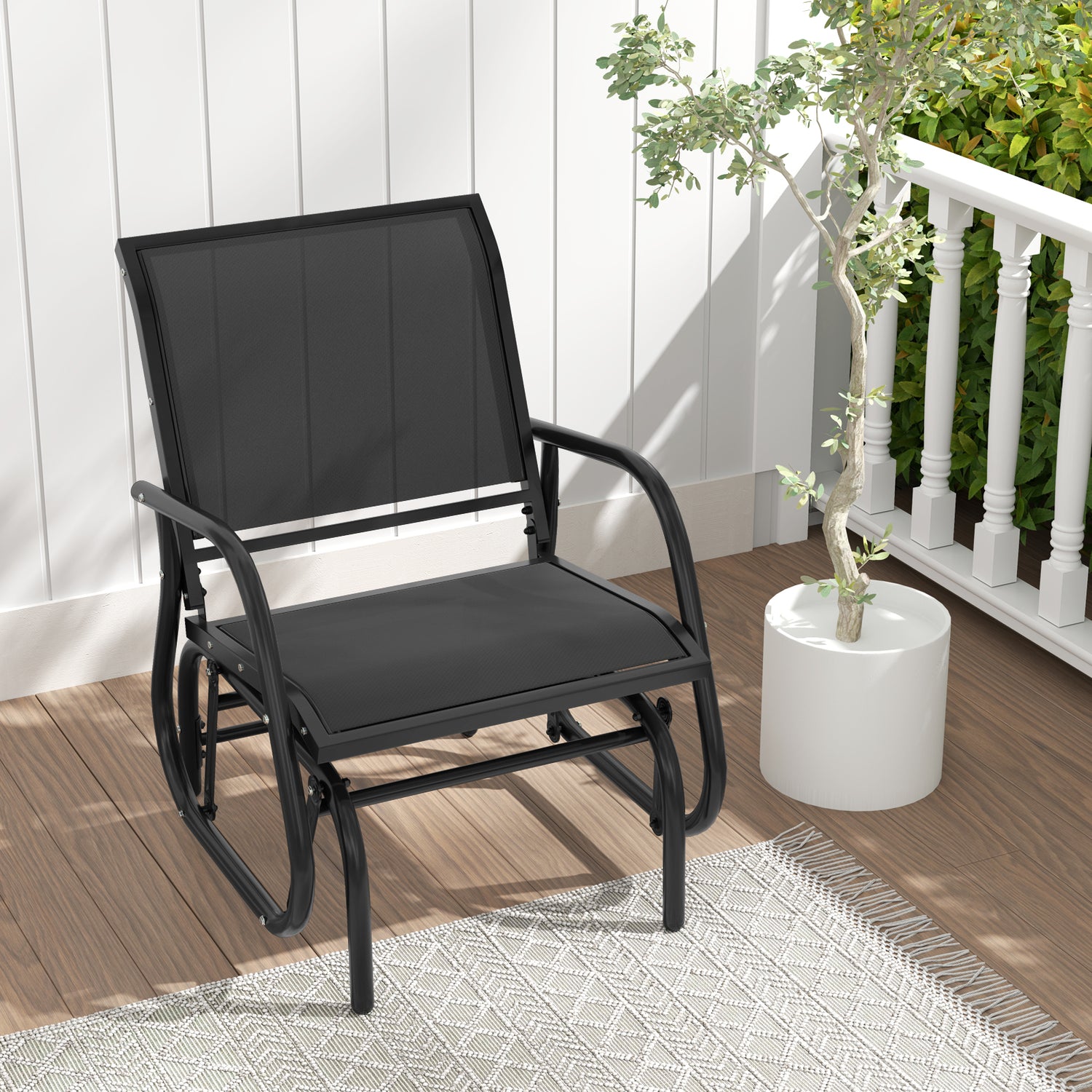 Outdoor Single Swing Glider Rocking Chair with Armrest
