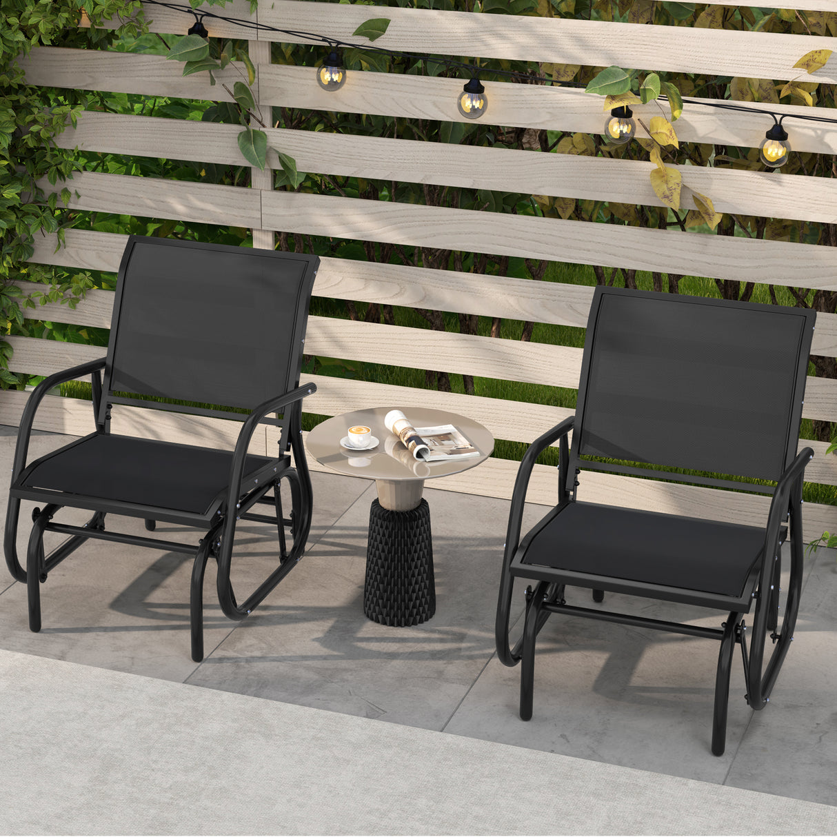 Outdoor Single Swing Glider Rocking Chair with Armrest