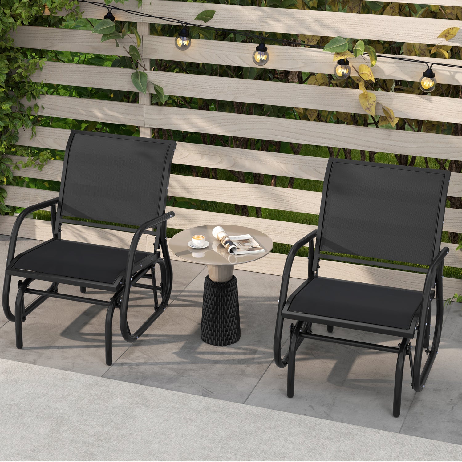 Outdoor Single Swing Glider Rocking Chair with Armrest