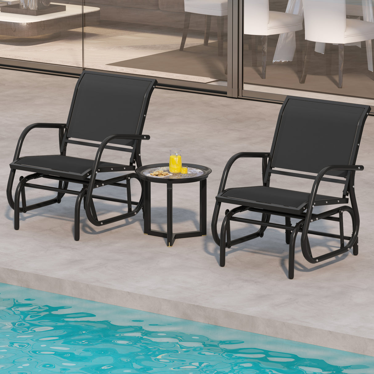 Outdoor Single Swing Glider Rocking Chair with Armrest
