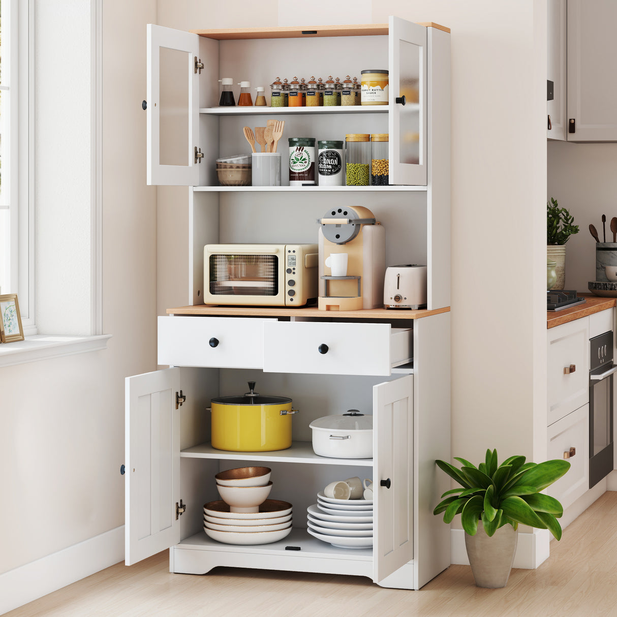 Pantry Cabinet with 2 Removable Shelves