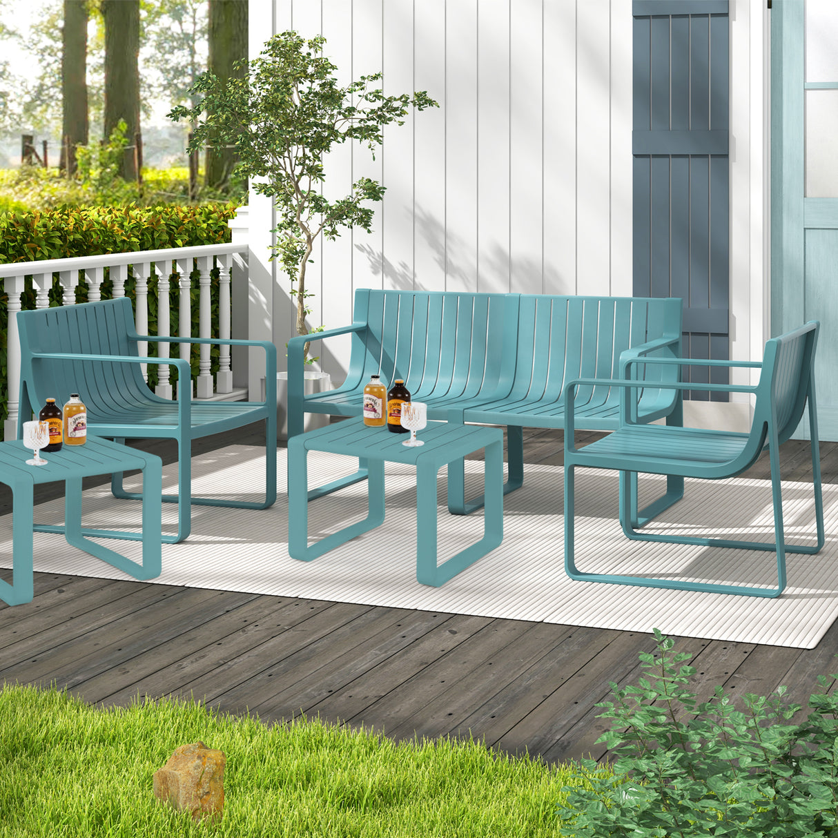 Patio Chairs Set of 2 with Curved Backrests and Seats